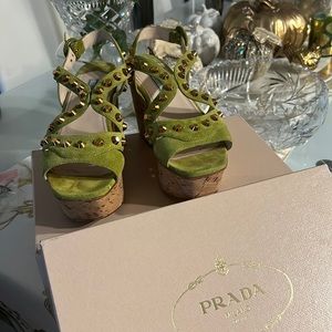 Prada green suede shoes